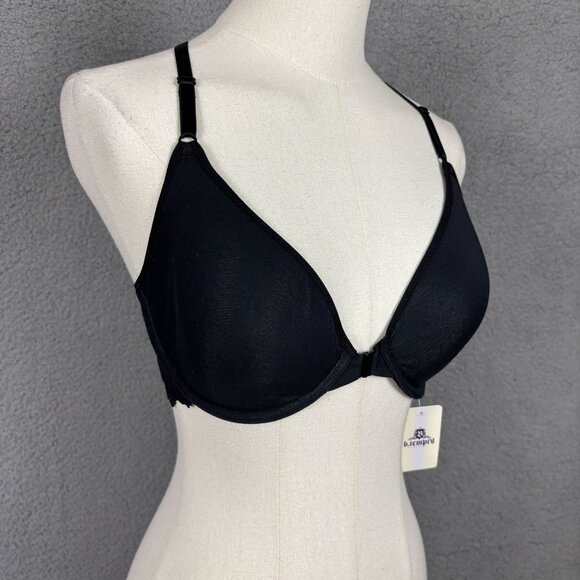 B.temptd By Wacoal Womens 36C Lace T-Back Bra Black Front Closure New With Tag's - Picture 2 of 8